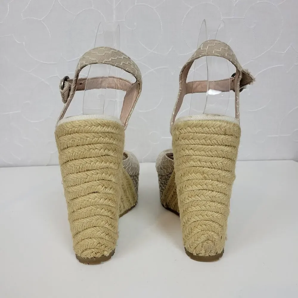 Charles David Womens Sandals Size 10 Taupe Wedge Heel Slingback Espadrille